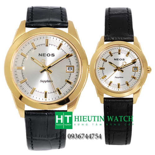 Đồng hồ đôi dây da Neos N40664-YL01
